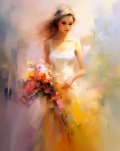 Retrato de mujer con flores