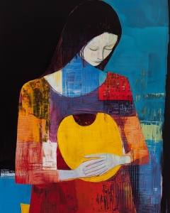 Retrato decorativo con amarillo