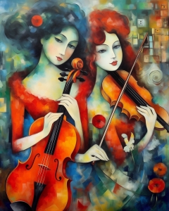 Portrait avec des violonistes