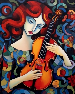 Retrato decorativo con viol&iacute;n