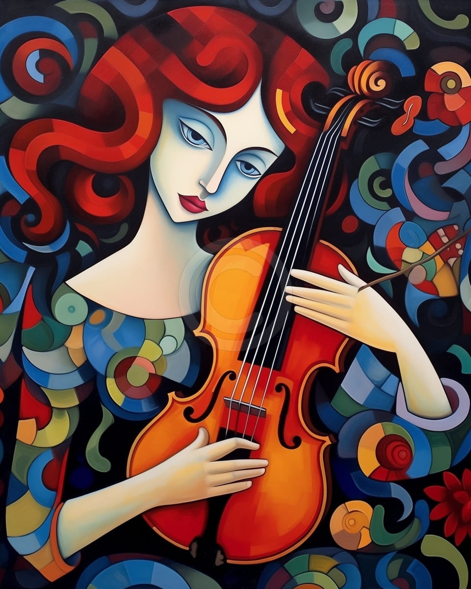 Retrato decorativo con violín