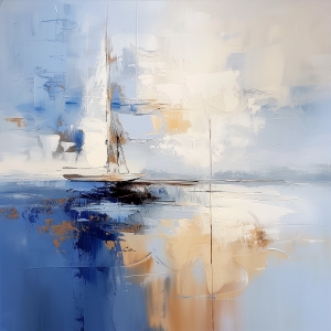 Mer abstraite avec bateau