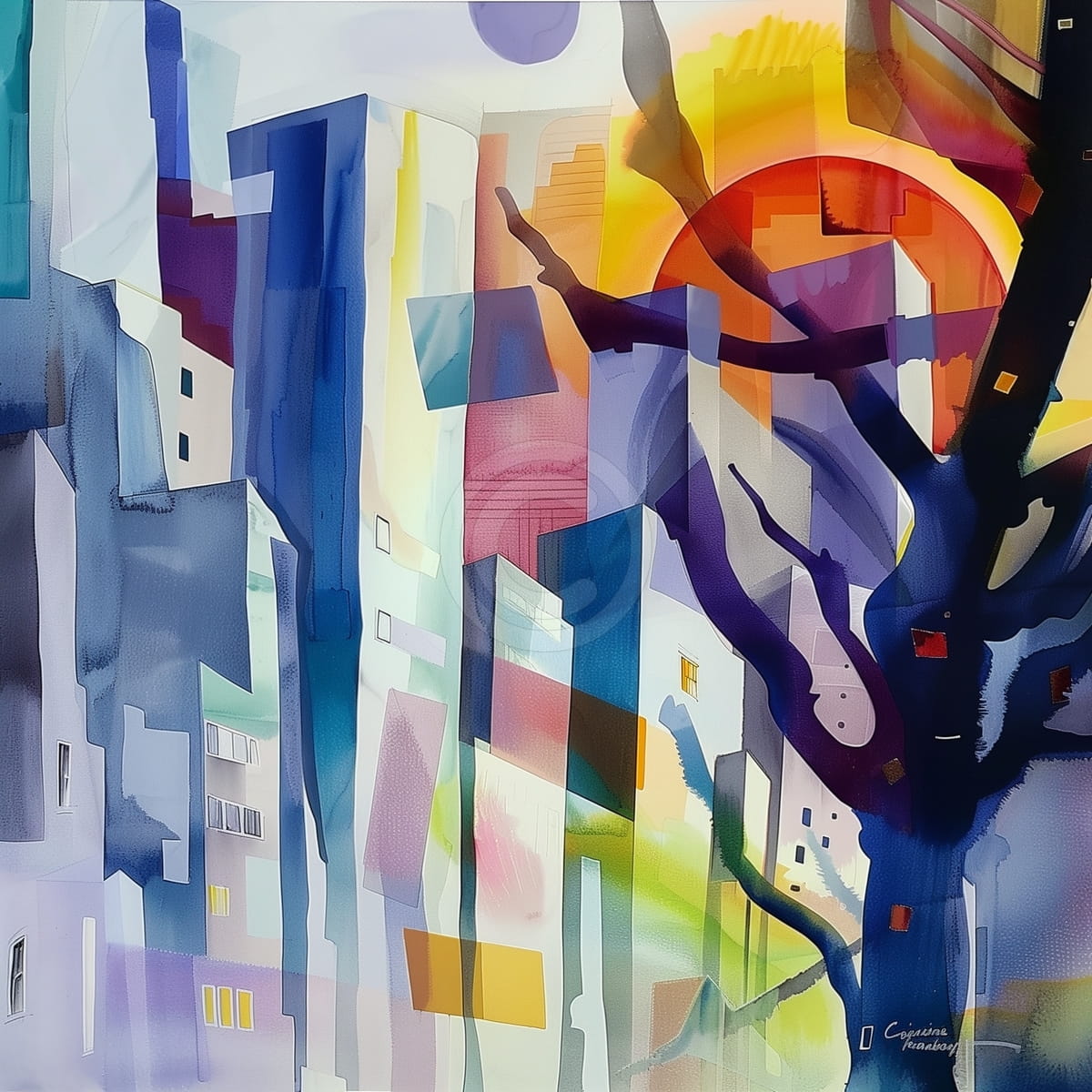 Halb abstraktes Stadtbild