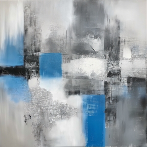 Peinture abstraite bleue et grise