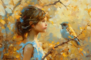 Fille dans le jardin