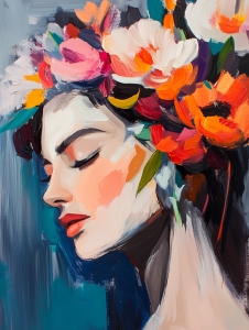 Beau portrait sur fond abstrait
