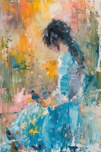 Chica abstracta con un p&aacute;jaro