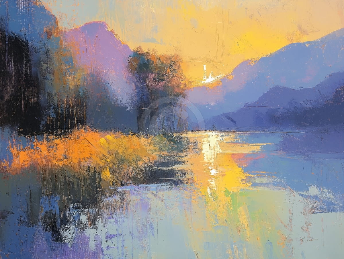 Puesta de sol sobre el lago