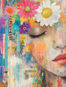 Fille et composition abstraite