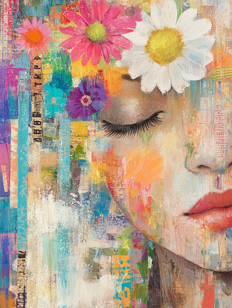 Fille et composition abstraite