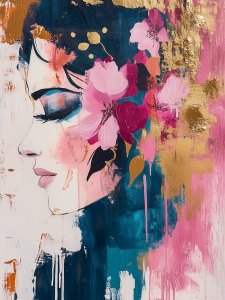 Retrato de dama con flores