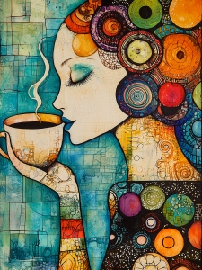 Coiffure amazonienne sur fond bleu