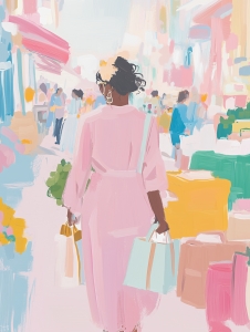 Mujer con bolsas de compras