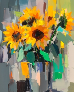 Tournesols Rayonnants dans un Vase