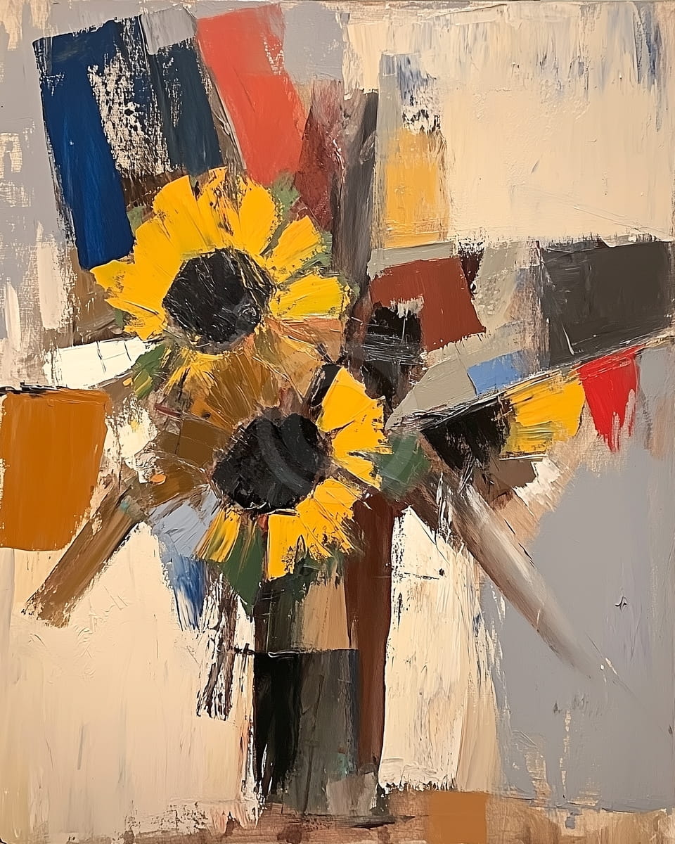 Abstrakte Sonnenblumen in Vase