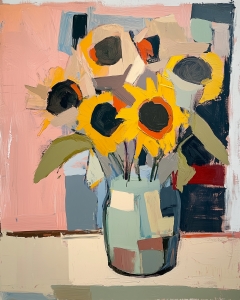 Moderne Sonnenblumen in Vase