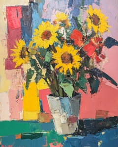 K&uuml;hne Sonnenblumen in Strukturierten Farben