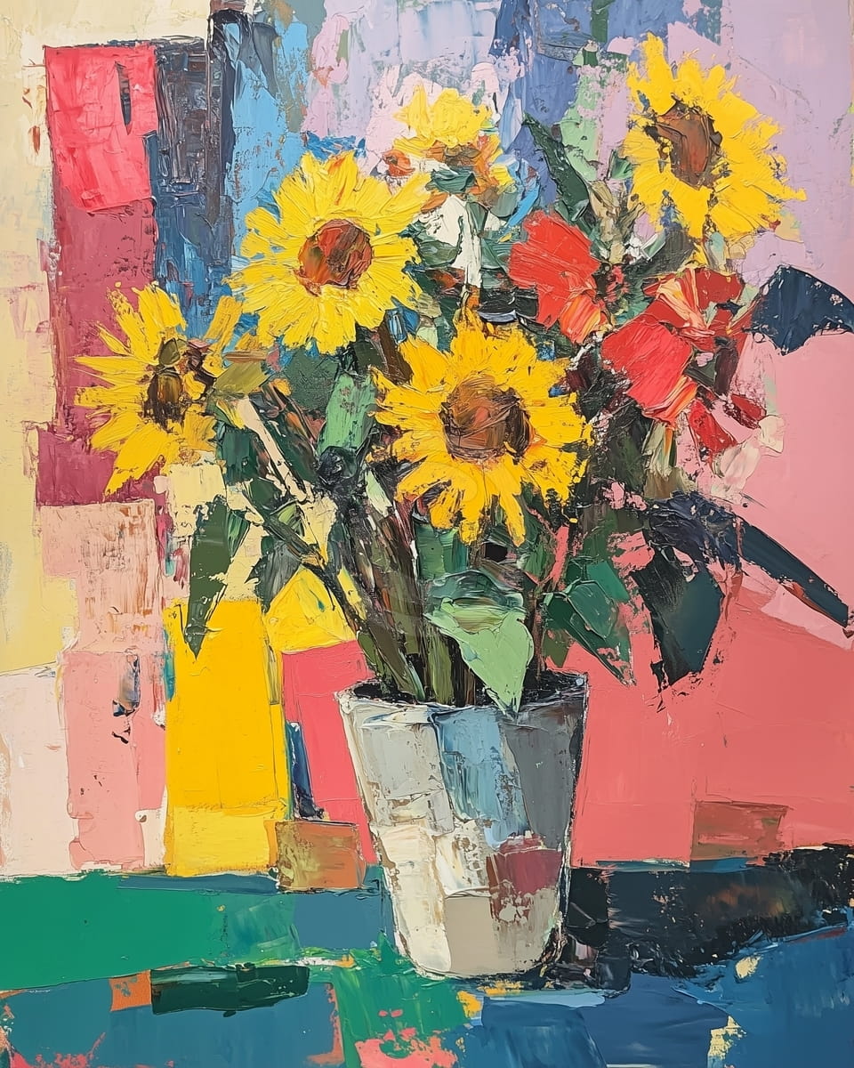 Kühne Sonnenblumen in Strukturierten Farben