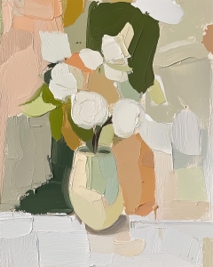 Sanfte Neutralt&ouml;ne &ndash; Wei&szlig;e Rosen in Vase