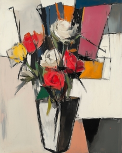Composition Cubiste de Roses