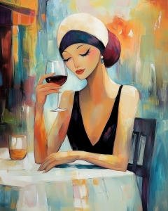 Ragazza che beve vino