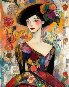 Donna con cappello nero