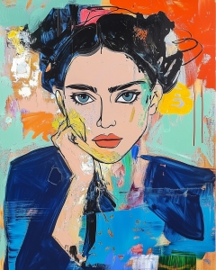 Blaues Pop-Art-Portr&auml;t