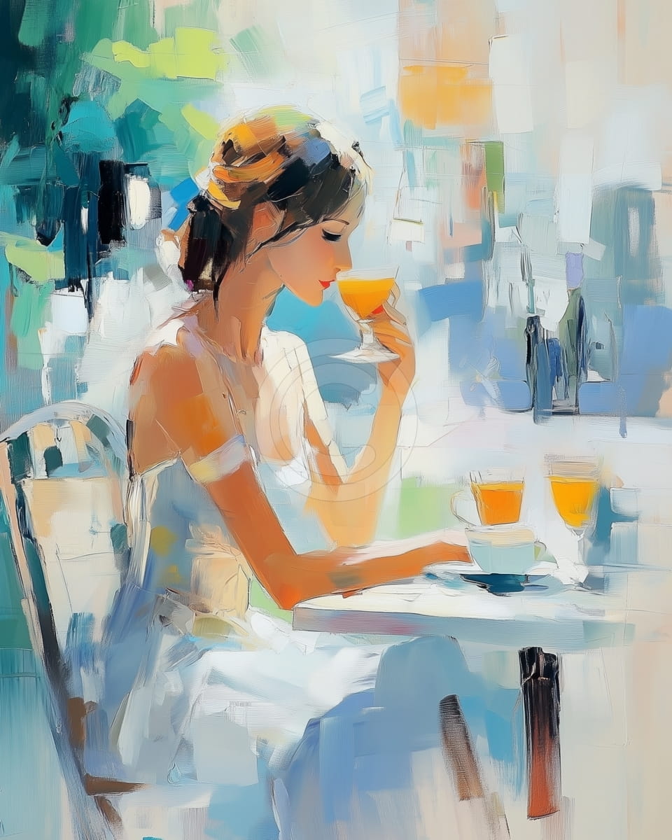 Ritratto impressionista in abito bianco
