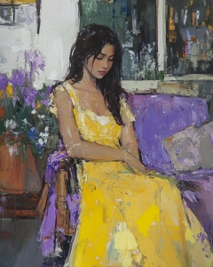 Hermoso vestido amarillo mujer
