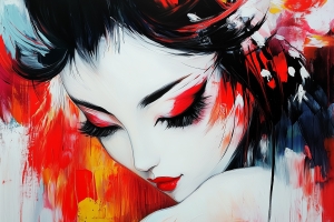 Portrait moderne rouge