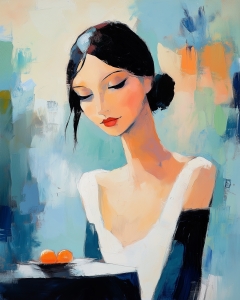 Mujer sentada en una mesa