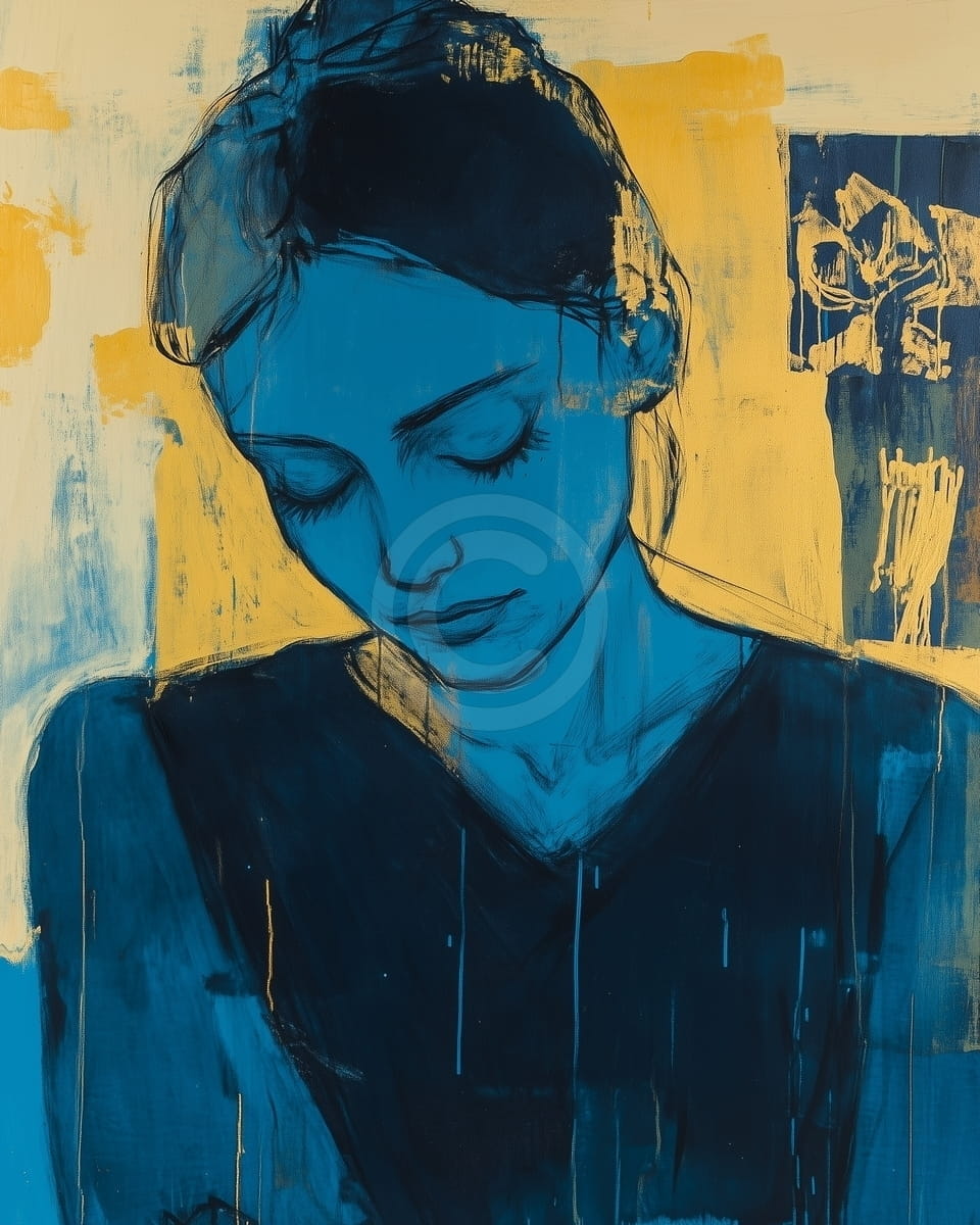 Portrait de femme bleue