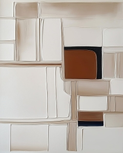 Composition g&eacute;om&eacute;trique en blanc, beige et brun