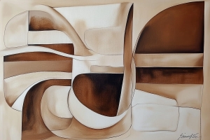 L&iacute;neas curvas y espacios en tonos tierra