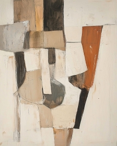 Composition verticale en beige et terracotta