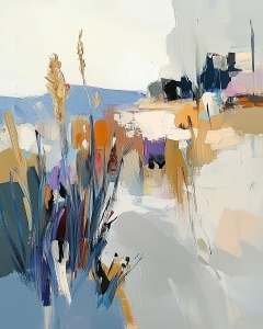Paesaggio costiero con canne