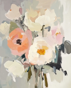 Pivoines douces sur fond neutre