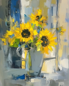Sonnenblumen in einem Keramikkrug