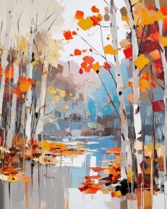 Reflets d&rsquo;automne dans une for&ecirc;t de bouleaux