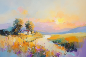 Caba&ntilde;a al atardecer 