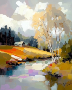 Alberi d&rsquo;autunno sul lago