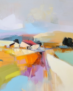 Countryside Houses with Red Roofs