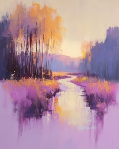 Rivi&egrave;re lavande au coucher du soleil