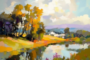 Village by the Autumn Lake