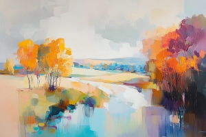 Alberi d'autunno lungo il fiume