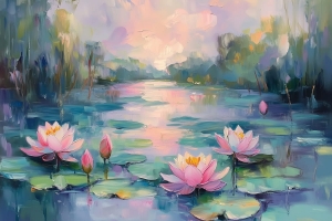 Fleurs de Lotus au Cr&eacute;puscule