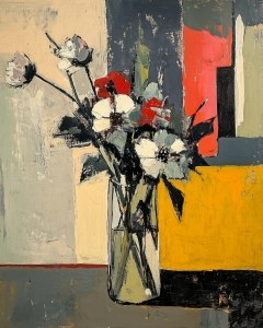 Fleurs Intenses sur Table G&eacute;om&eacute;trique