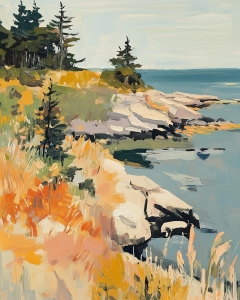 Coastal Cliffs with Pines