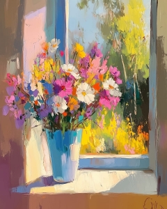 Fleurs d&rsquo;&Eacute;t&eacute; sur le Rebord de Fen&ecirc;tre