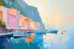 Port Color&eacute; au Coucher du Soleil